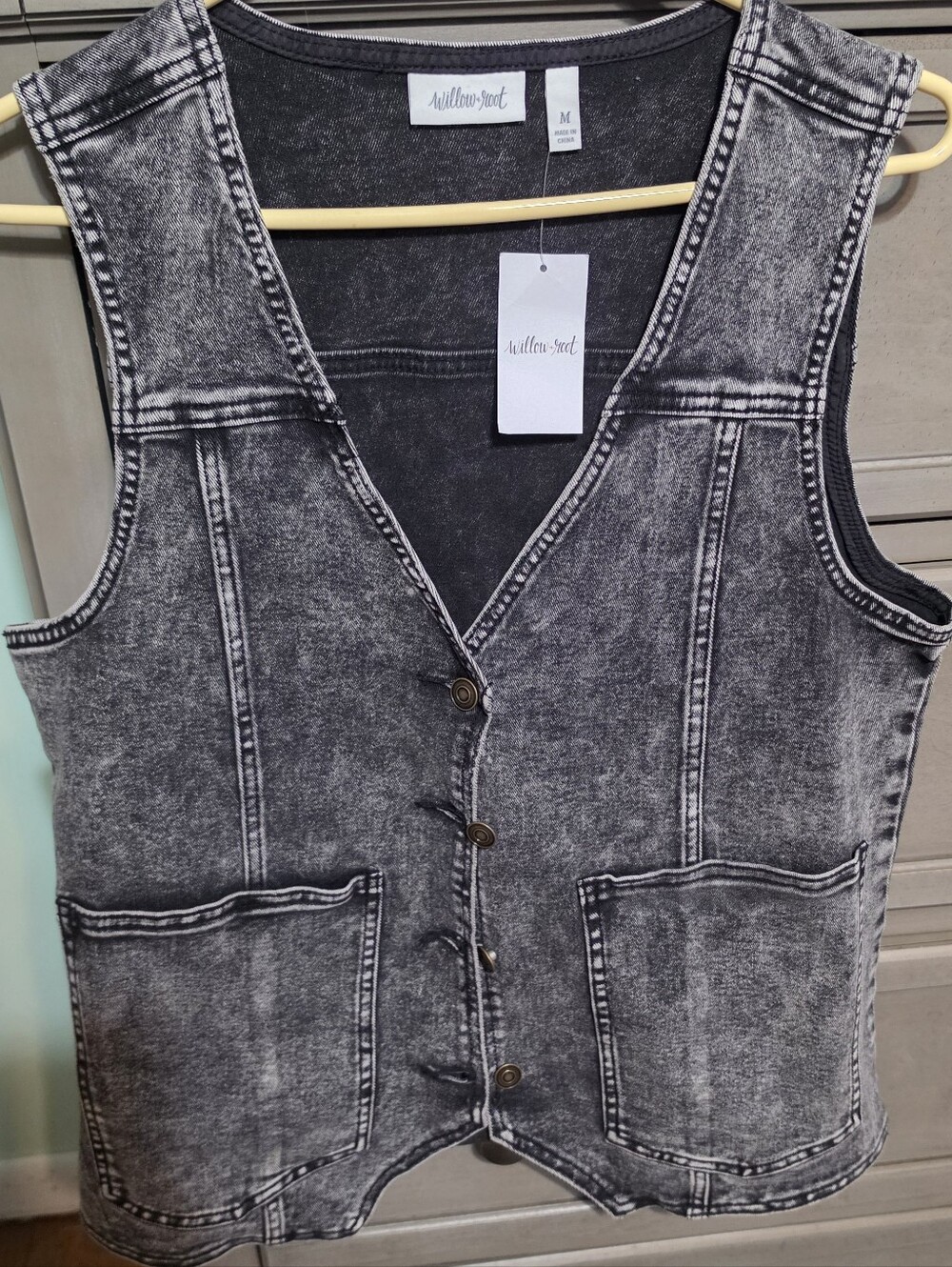 Mellow-Sweet Women's Black Washed Denim Vest